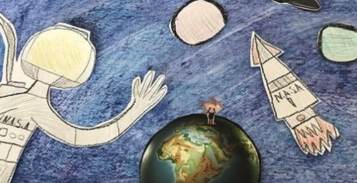 Collage of an astronaut in outer space